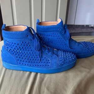 Christian Louboutin Blue Spiked High-Top Sneakers